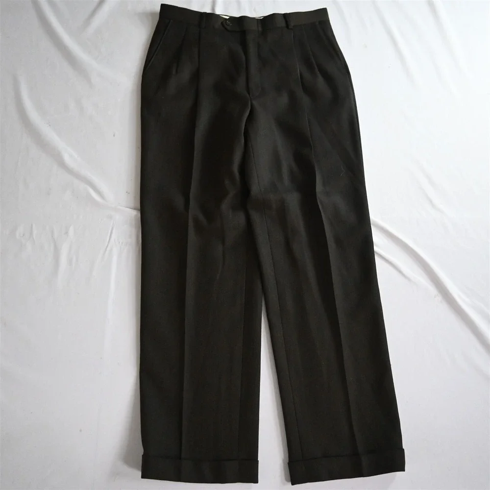 Vtg Tallia USA Made 42L 34x32 Brown 100%‎ Wool Mens Jacket Pants Suit